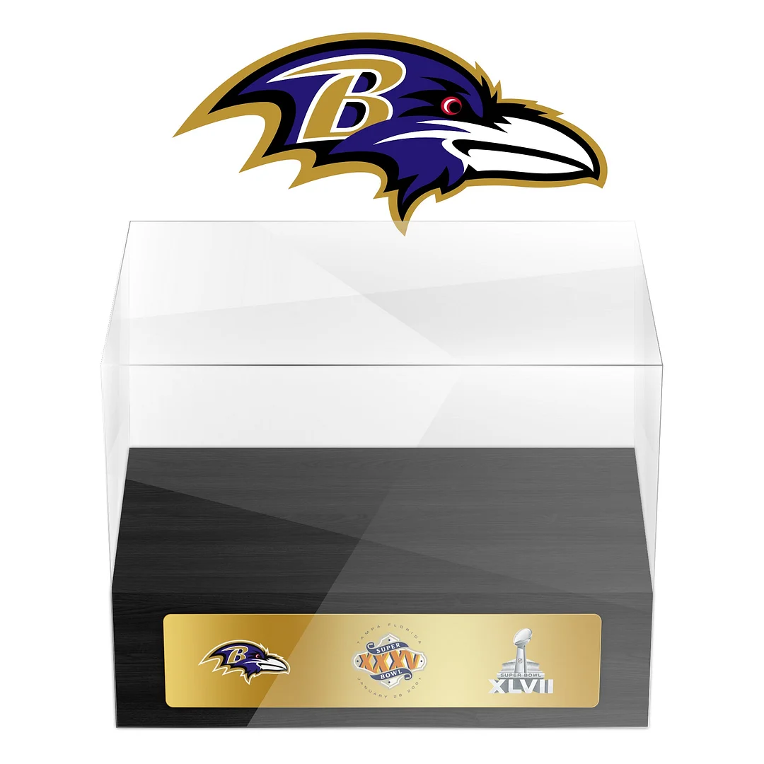 Baltimore Ravens Super Bowl Championship Trophy Ring Display Case