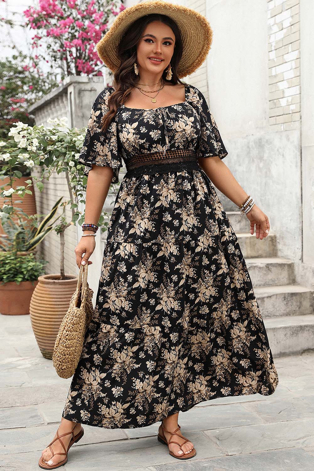 chinese dress ladies Kiyonna Plus Size Mon Cherie Floral Lace Cocktail Dress - Violet main image 1