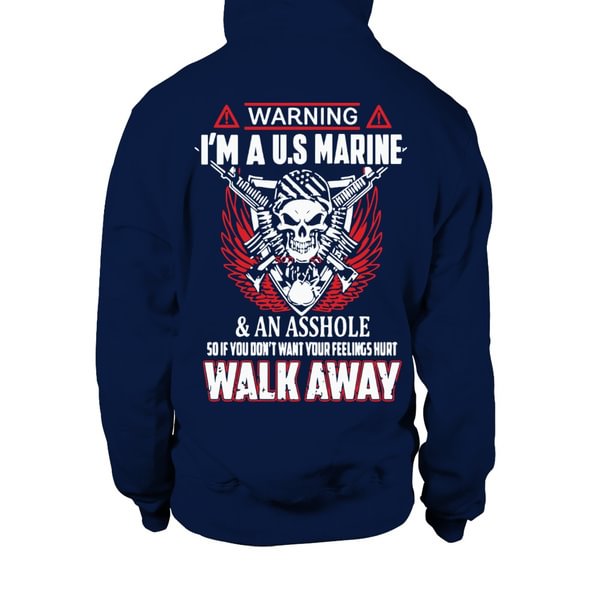 Hoodie Warning I'm a U.S marine & an asshole - BlackFridayBuys