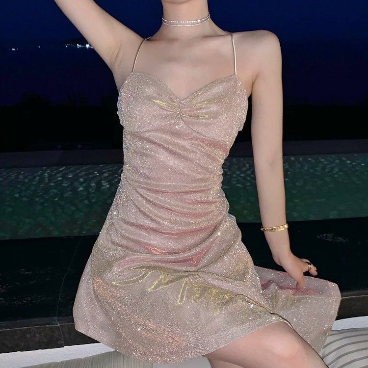 Spaghetti Strap Mini Mermaid Dress YP4380