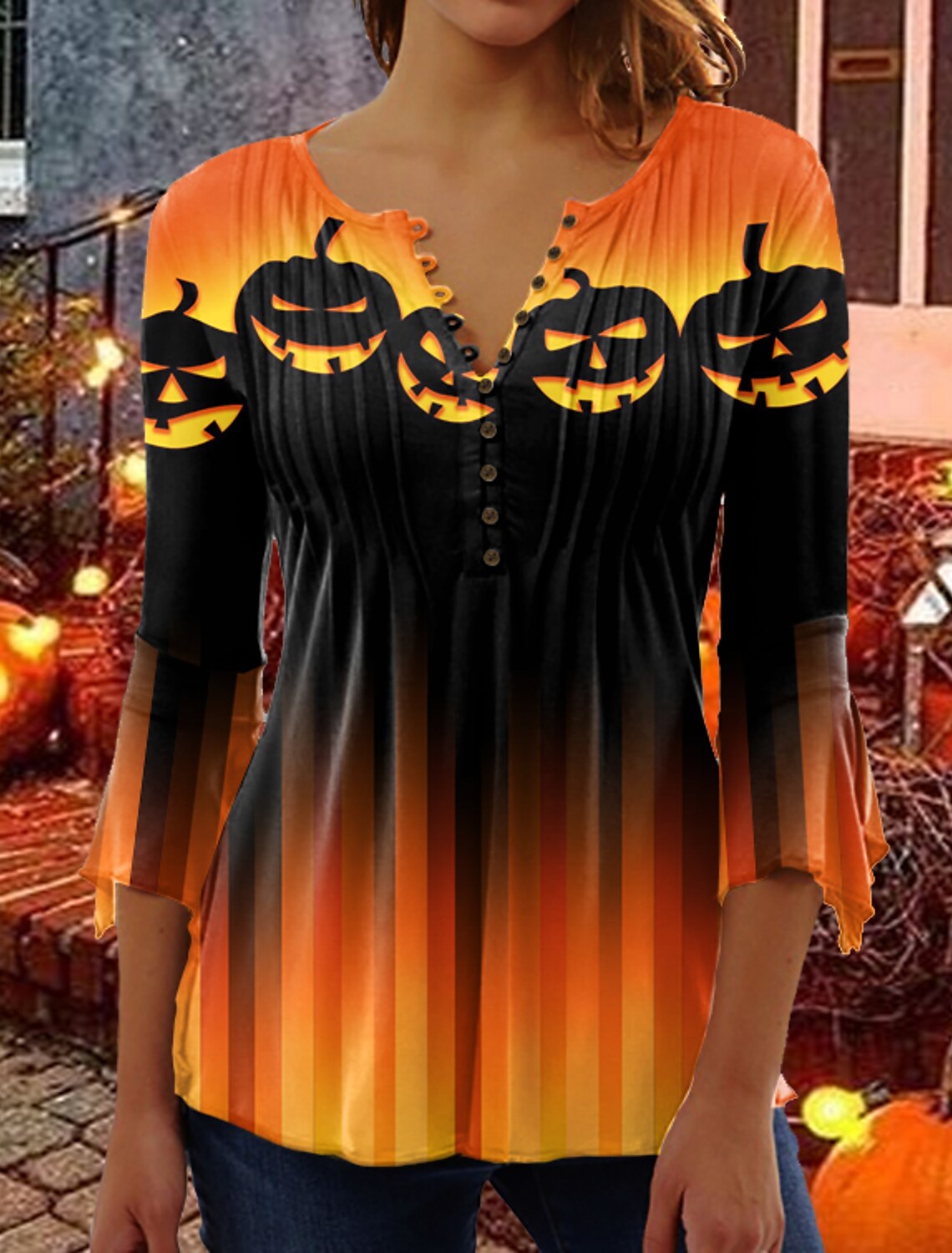 VISLILY Halloween Tops for Women Plus Size Long Sleeve Hoodies Cute V Neck  Shirts Xl WA 14W at  Women's Clothing store