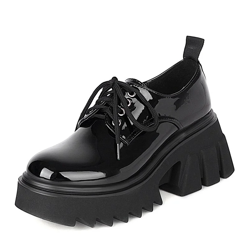 Canrulo 2023 Spring Women Single Shoes Round Toe Lace-up Female Pumps Platform Gothic Style High Heel Lady Shoes Plus Size 425-1