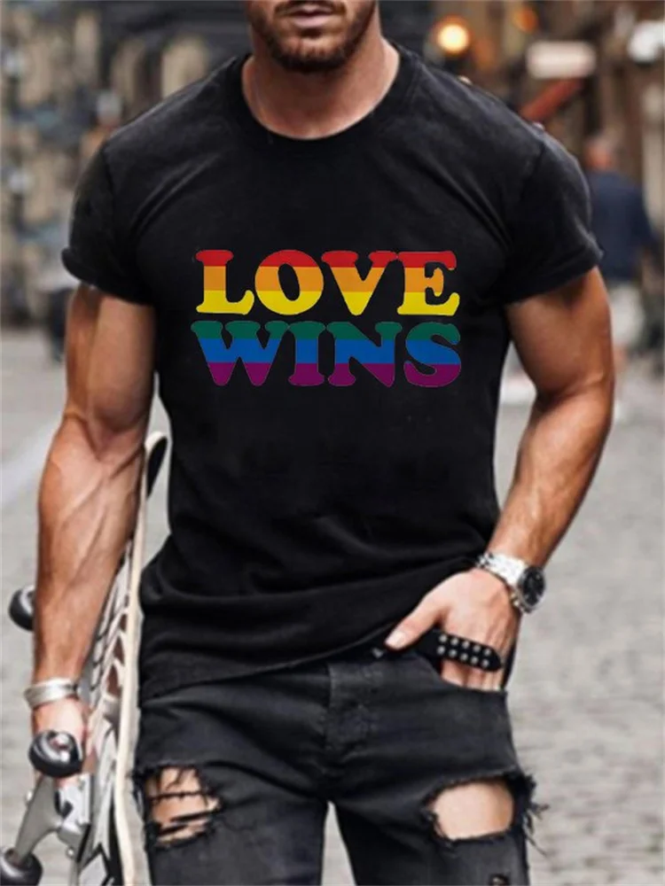 Rainbow LOVE WINS Crew Neck T Shirts