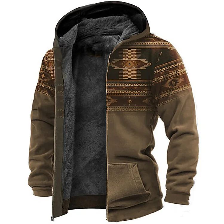 Men's Vintage Thickened Hooded Tactical Jacket With Pockets
