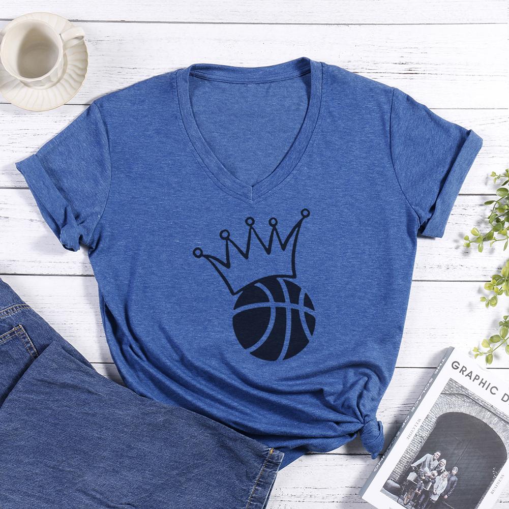 Basketball Crown V-neck T Shirt-Guru-buzz