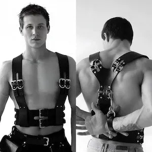 pornhint Pornhint Black BDSM Harness With Handcuff, Fetish Wear for Men, Gay Underwear, LGBT Pride Harness