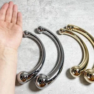 pornhint Pornhint Gold Silver S L G-Spot Dildo Zinc Alloy Heavy Curve U Design Plug Full Body Massager Wand