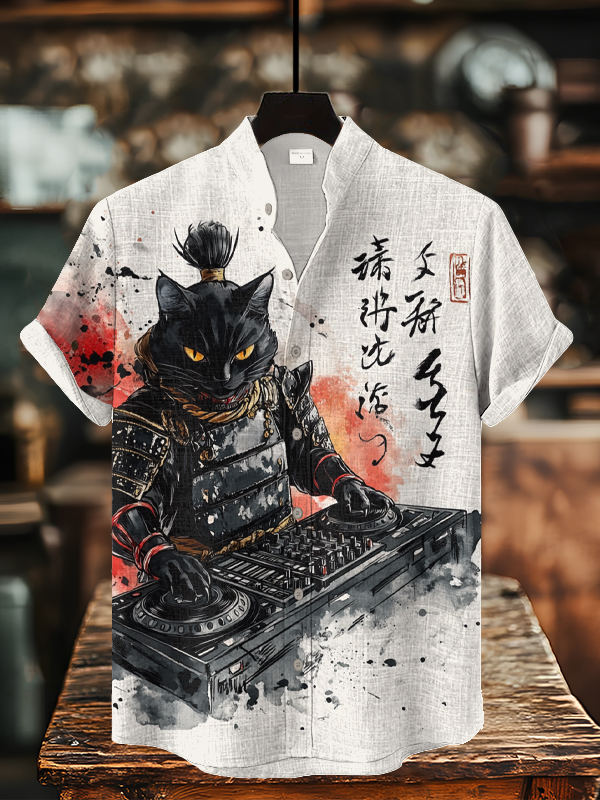 【BAON】[unisex] Dyuta Rock Cat Printing Over Short Sleeve T korsina