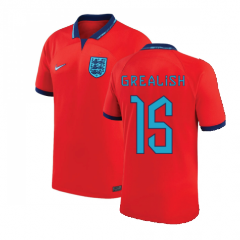 England Jack Grealish 15 Away Shirt Kit World Cup 2022