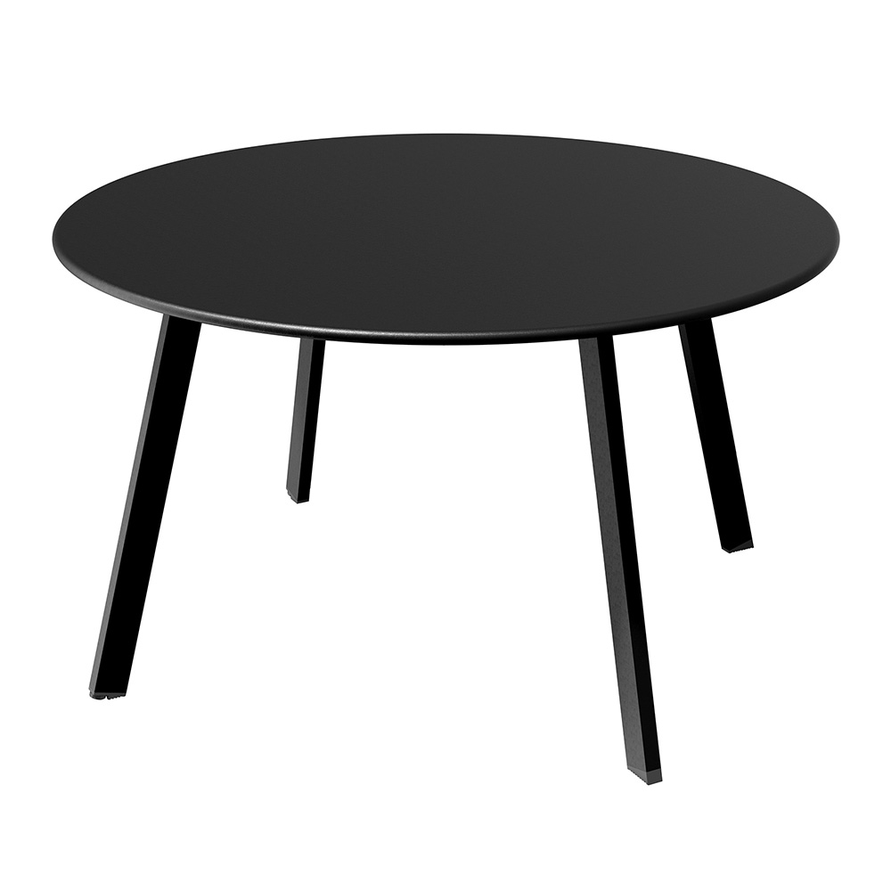 Round Steel Patio Coffee Table, Weather Resistant Outdoor Large Side Table Black