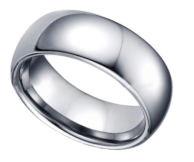 8MM Silver Full Arc High Polished Couples Tungsten Ring