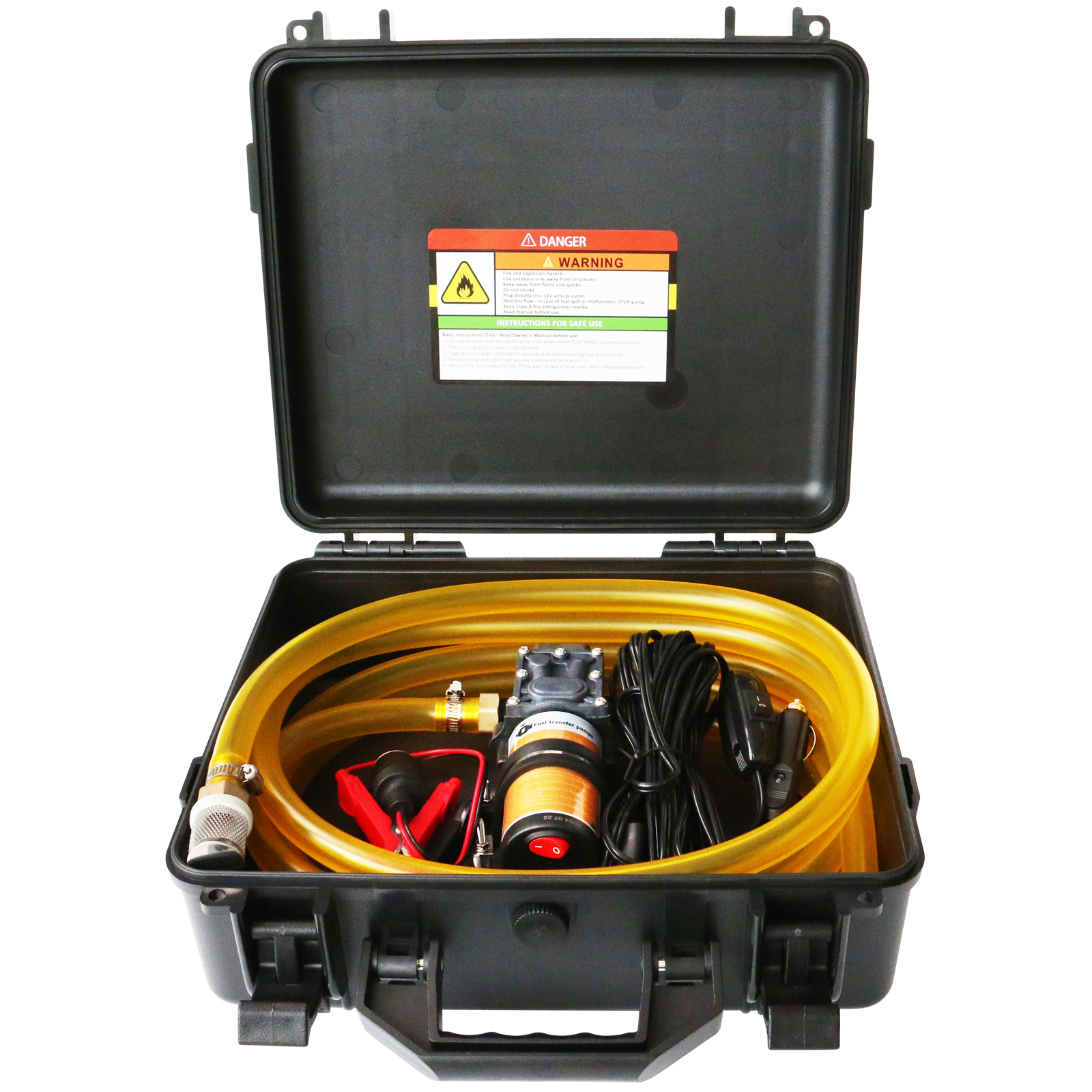 12V 75W Fuel Transfer Pump Kit, Moves Up to 110 Gallons Of Gas or Diesel  Per Hour, with High Elastic Fuel Pipe & 2 Power Cables, Great for Vehicles,  Boats, Equipment, Gasoline, Diesel