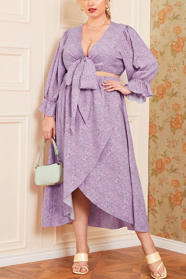 Sexy Long Sleeve Cut Out A-Line Plus Size Dress - BlackFridayBuys