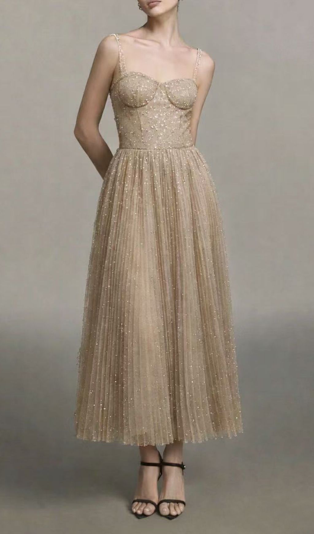 calcy sequin mesh dress gold Adoria Sequin Cut Out Maxi Dress - Gold main image 1