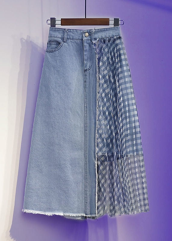 Modern Denim Blue Flower Patchwork Tulle Maxi Dresses Summer main image 0