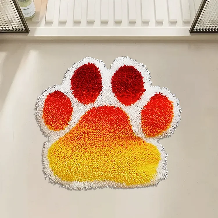 Gradient Color Paw Shaped Latch Hook Rug Kit for Adults, Beginners and Kids veirousa