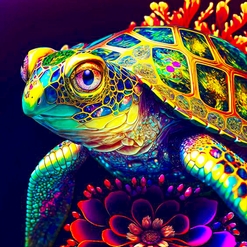 Sea Flower Sea Turtle Animal Series 30*30CM(Canvas) Full Round Drill Diamond  Painting