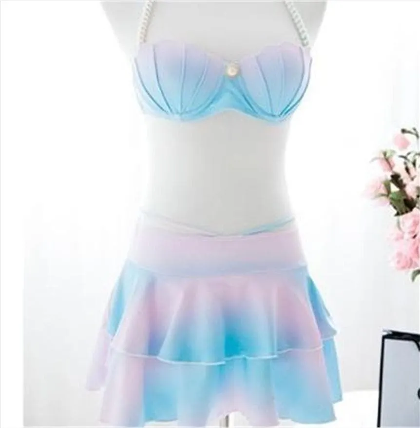 S XL Pastel Mermaid Swimsuit Sea Shell Bikini Set SP166476