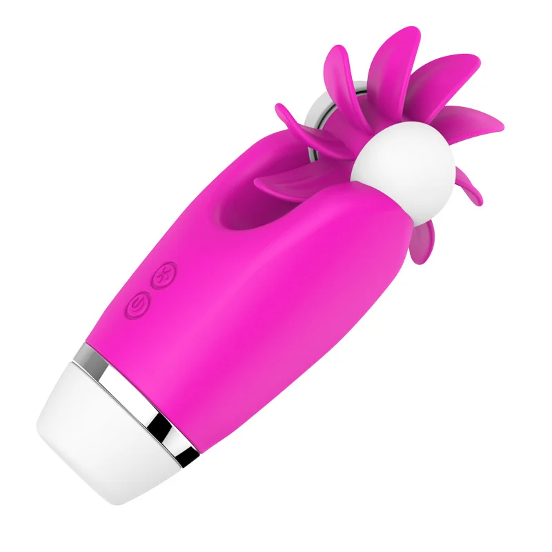 12 Frequency Tongue Licking Vibrator Rotation Nipple Clitoris Stimulator - Rose Toy