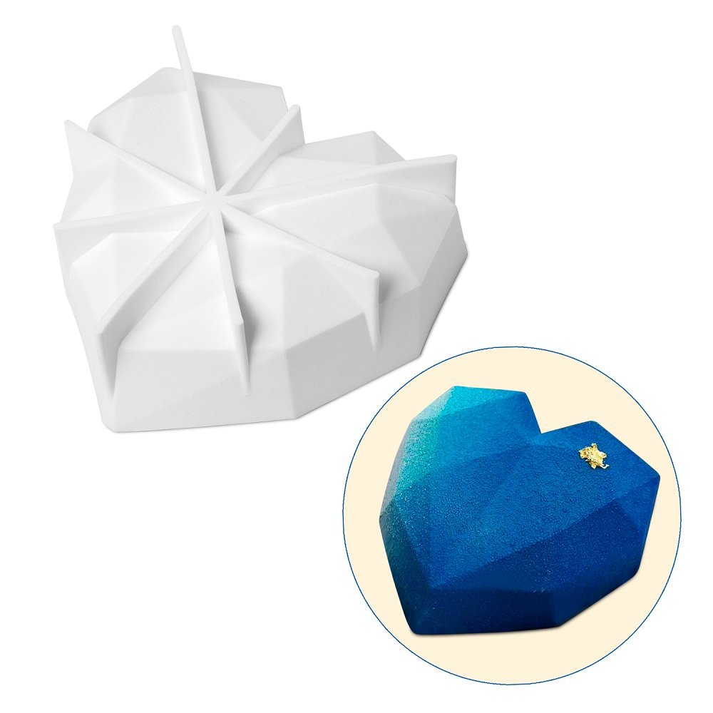 3D Silicone Diamond Love Heart Mousse Cake Mould Tray Baking Pan