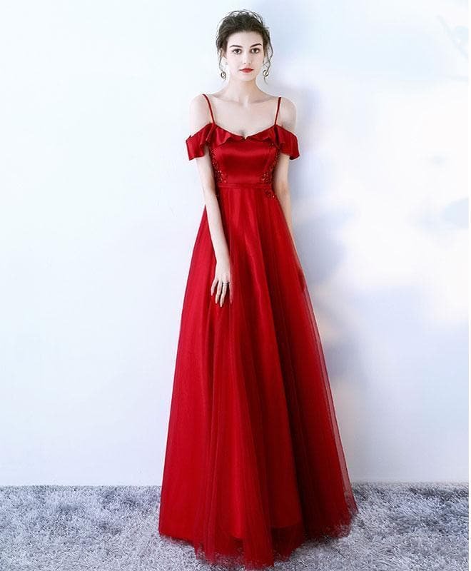 Burgundy Off Shoulderprom Dress, Long Evening Dress
