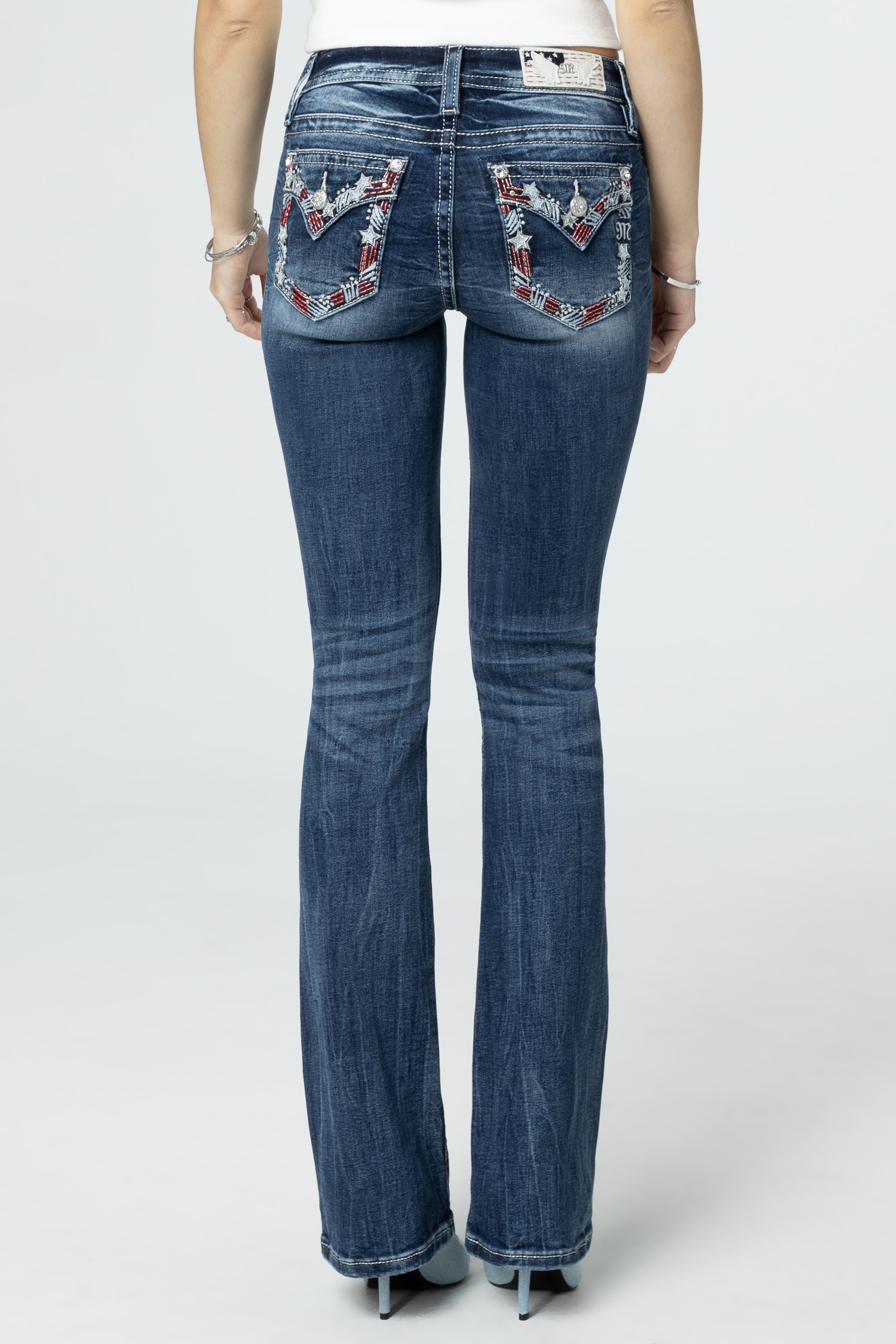 Side Stripe Contrast Bootcut Jeans