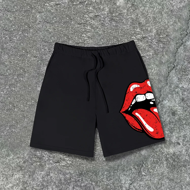 Comstylish Men's Street Big-tongued2 Print Casual Shorts