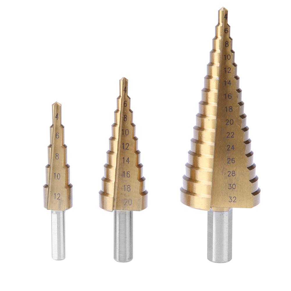 3pcs 4-12/20/32mm Titanium Step Cone Hole Drill Bit Reamer Triangle Shank, 501 Original
3pcs 4-12/20/32mm Titanium Step Cone Hole Drill Bit Reamer Triangle Shank, 501 Original
