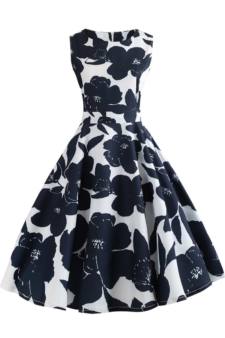 Floral Lace-up Sleeveless Vintage Dress - Life is Beautiful for You - SheChoic