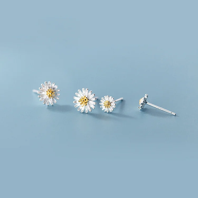 925 Sterling Silver Daisy Flower Earrings