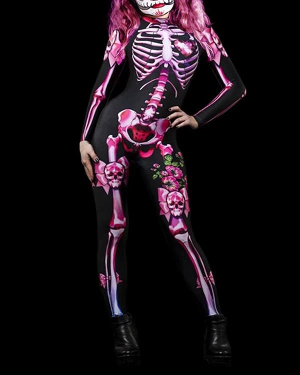 halloween children costume full body skull skeleton jumpsuit p399337