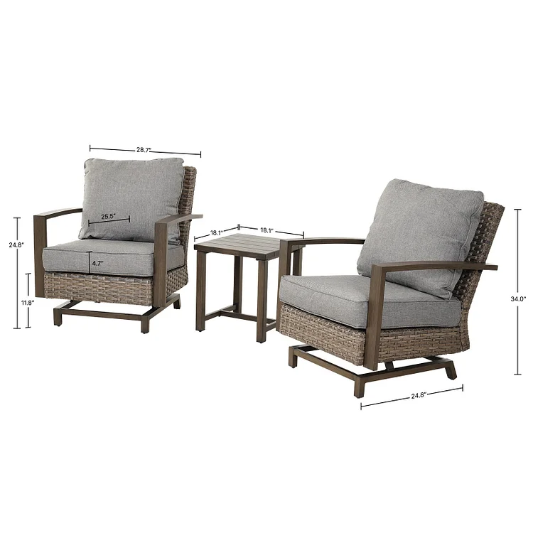 GRAND PATIO Outdoor Aluminum Conversation Sofa Sets, Rattan Furniture Set