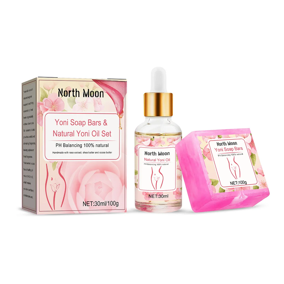North Moon Yoni Soap Bars & Natural Yoni Oil Feminine Wash Set - Rose Toy