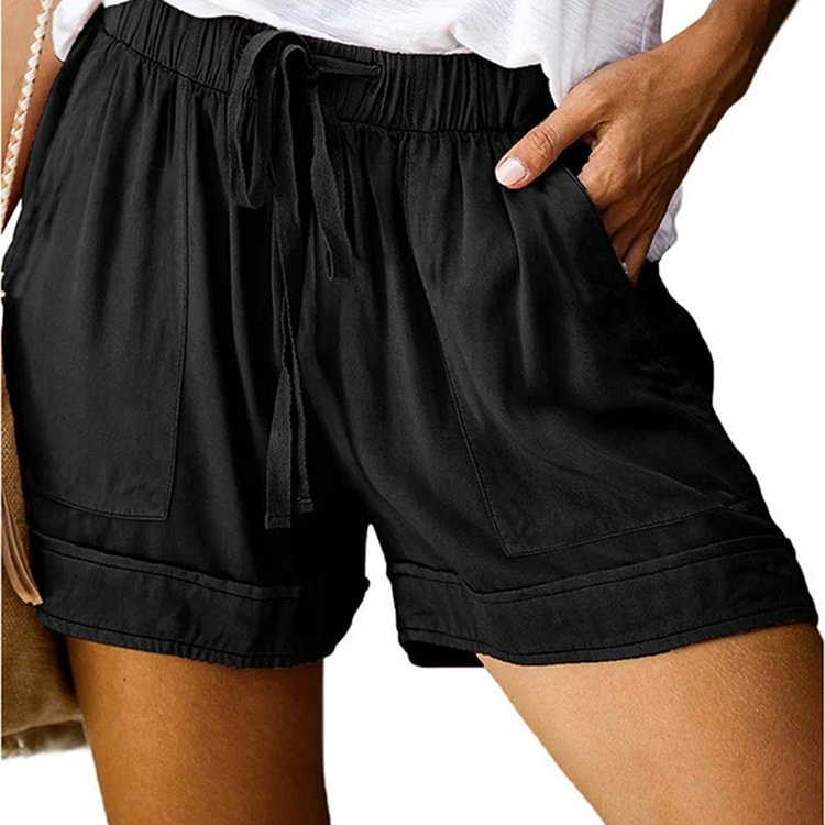 Comstylish Pockets Plain Casual Pants Shorts