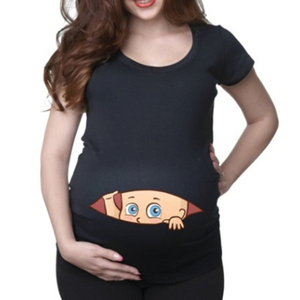 New Women's Baby Cartoon Printed Short Sleeve Maternity Pregnancy T-shirt Tops - Life is Beautiful for You - SheChoic