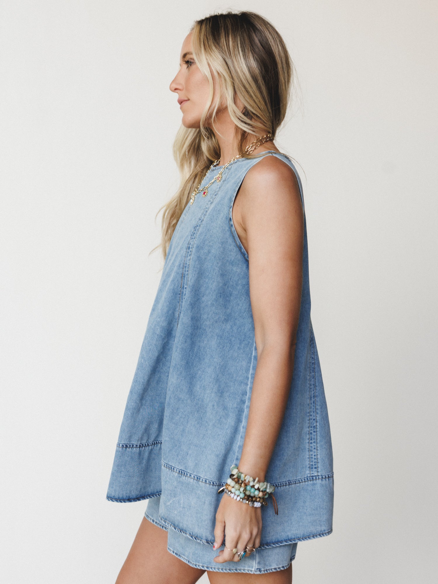Beat Goes On Romper - Chambray