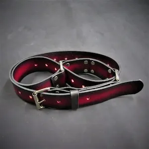 pornhint Pornhint Handmade leather hobble belt/ Bondage Cuffs/ Submissive Restraints Set from leather/ TRed and black hobble belt