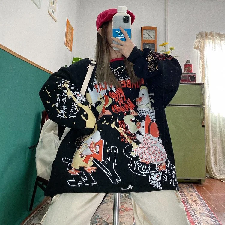 Korean Fashion Graffiti Cartoon Sweater SP16352