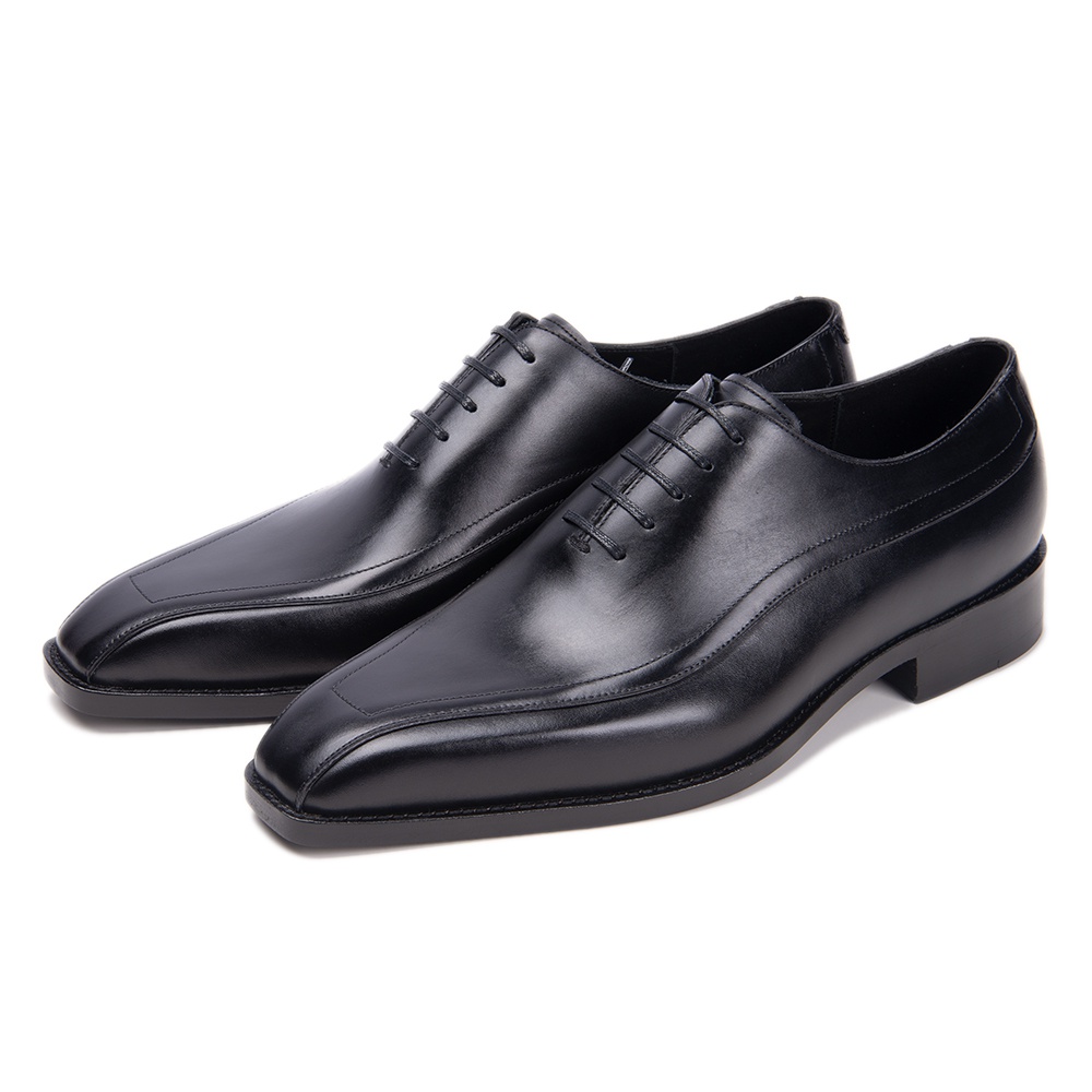 TAAFO Square Toe Black Leather Shoes For Male Man Business Office Casual Loafers Oxfords Flats 