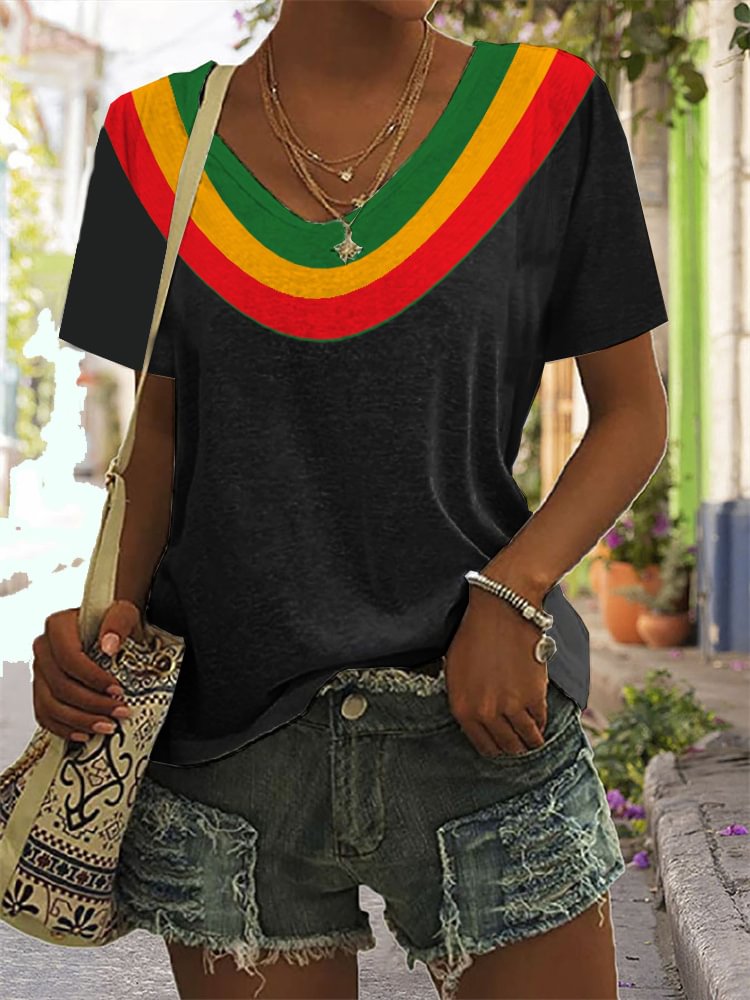 Juneteenth Inspired V Neck T Shirt