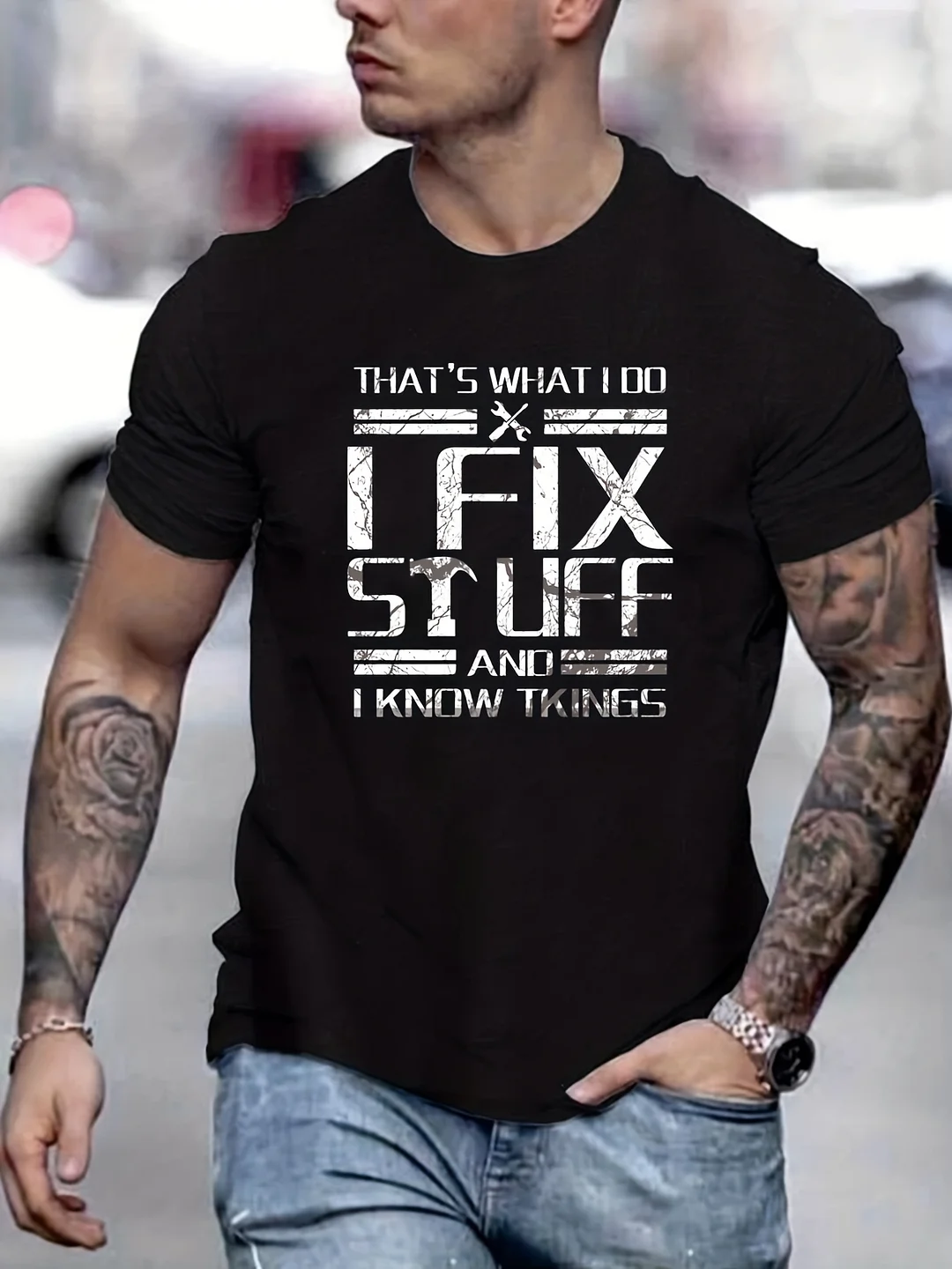 I Fix Stuff Print Men Slogan T-Shirt