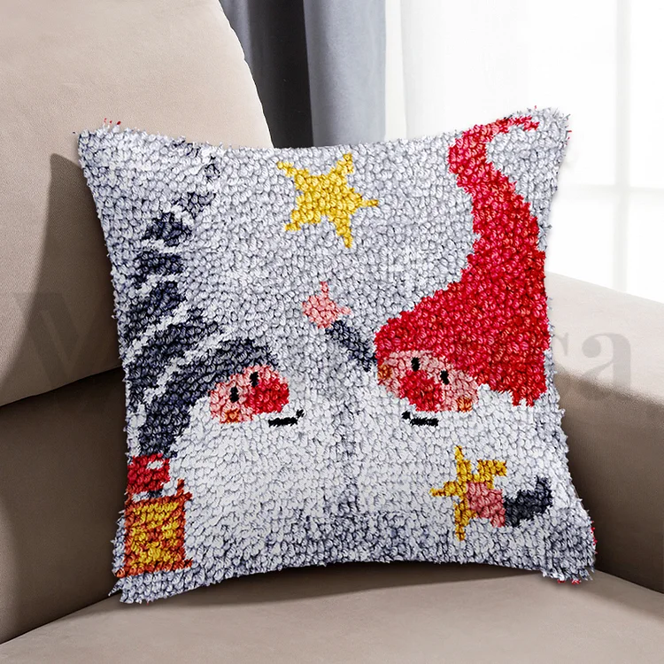 Star Picking Gnomes Latch Hook Pillow Kit for Adult, Beginner and Kid veirousa