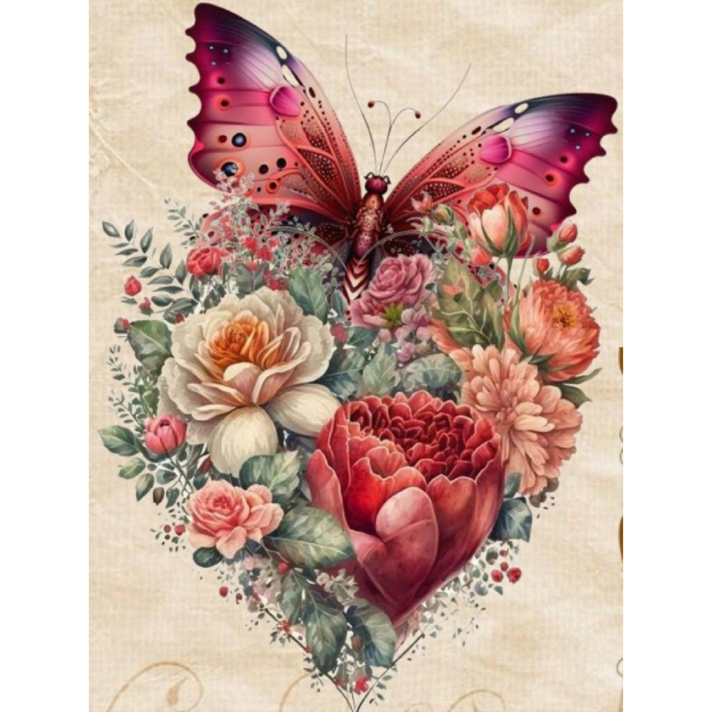 Diamond Painting - Full Round - Flower Butterfly(30*40cm)