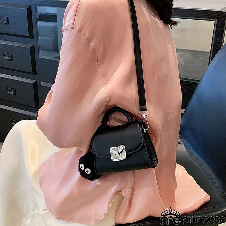 Women Fashion Cute Flap Plush Pendant Square Mini Crossbody Bag