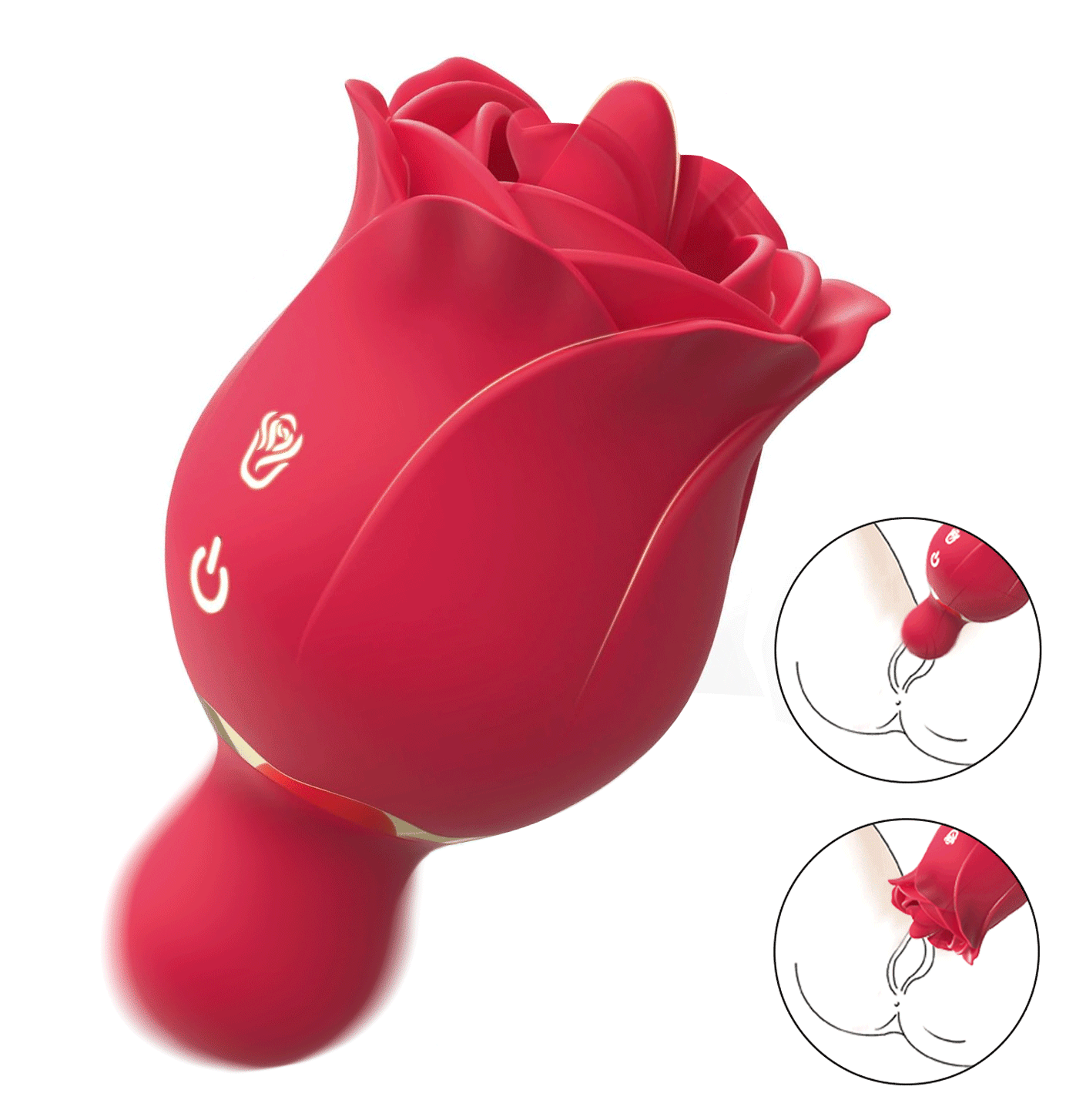 【With Free Storage Bag】Heatra - Tongue Vibrator Dual-Ended Rose Toy Licking & Vibrating By Rose Toy