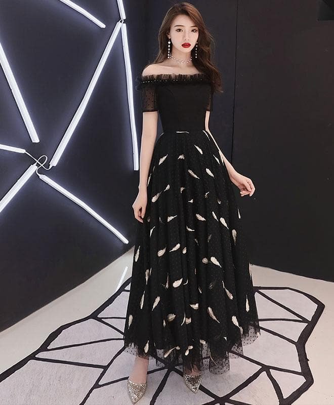 Black Tulle Prom Dress, Black Tulle Evening Dress