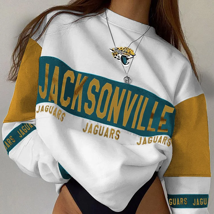 Jacksonville Jaguars Crew Neck  Colorblock Sweatshirt