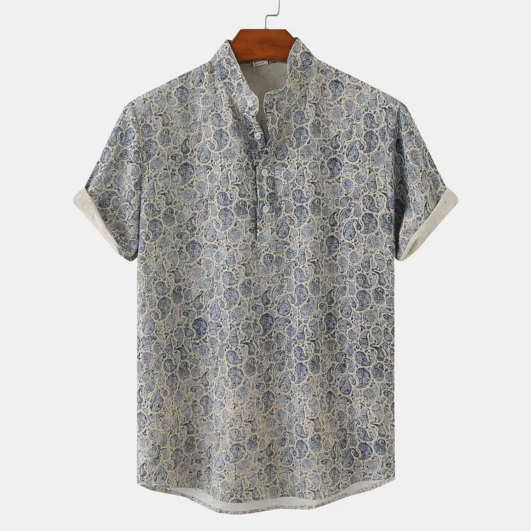 Men's lapel printed shirt socialshop
