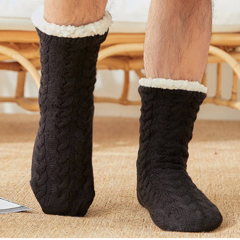 Men's Terry Jacquard Thickened Christmas Floor Socks Warm Mid-calf Socks、、URBENIE