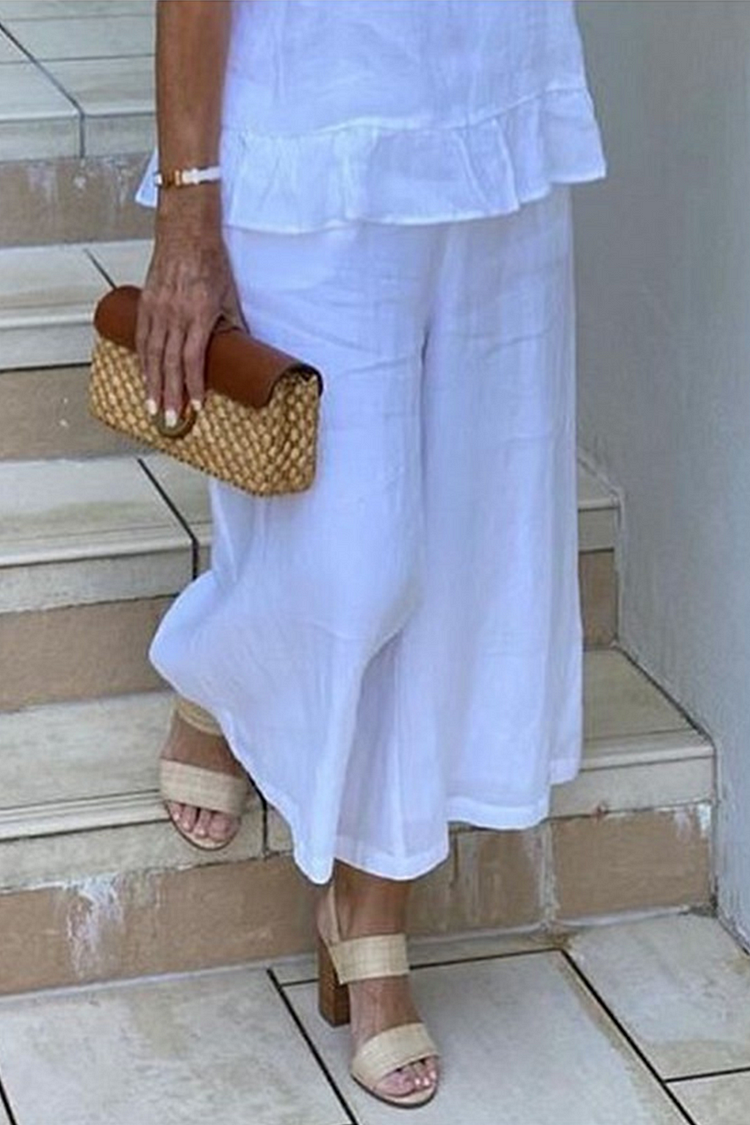 Casual Solid Split Joint Straight Mid Waist Type A Solid Color Bottoms - Life is Beautiful for You - SheChoic